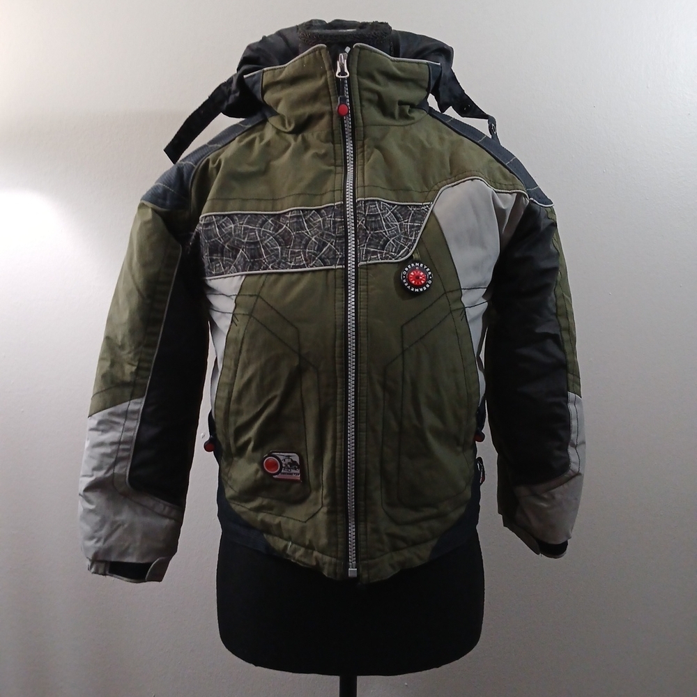 Obermeyer Green and Gray Kids Puffer Jacket